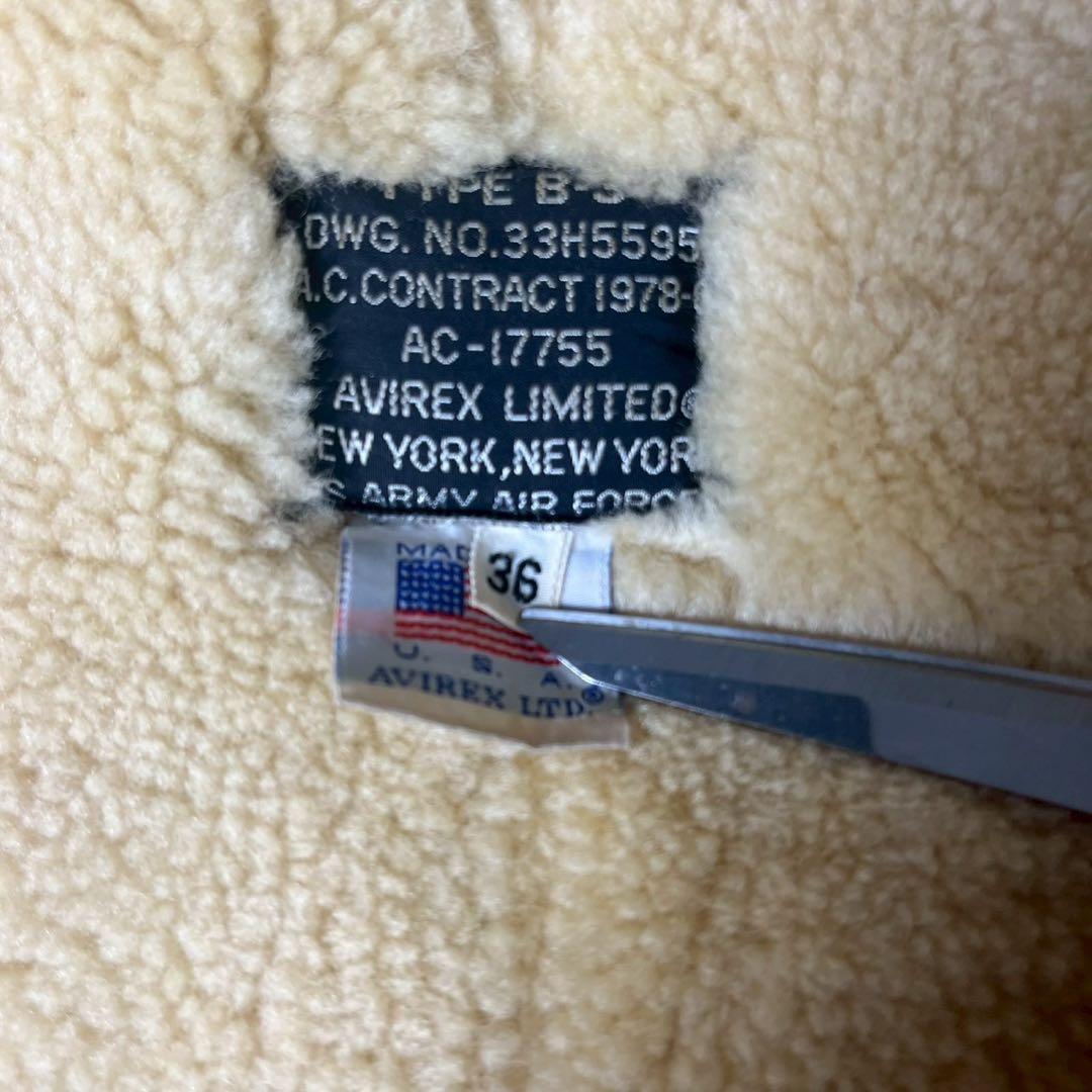 人気◆AVIREX USA TYPE B-3 フライトジャケット 羊革 36 M
