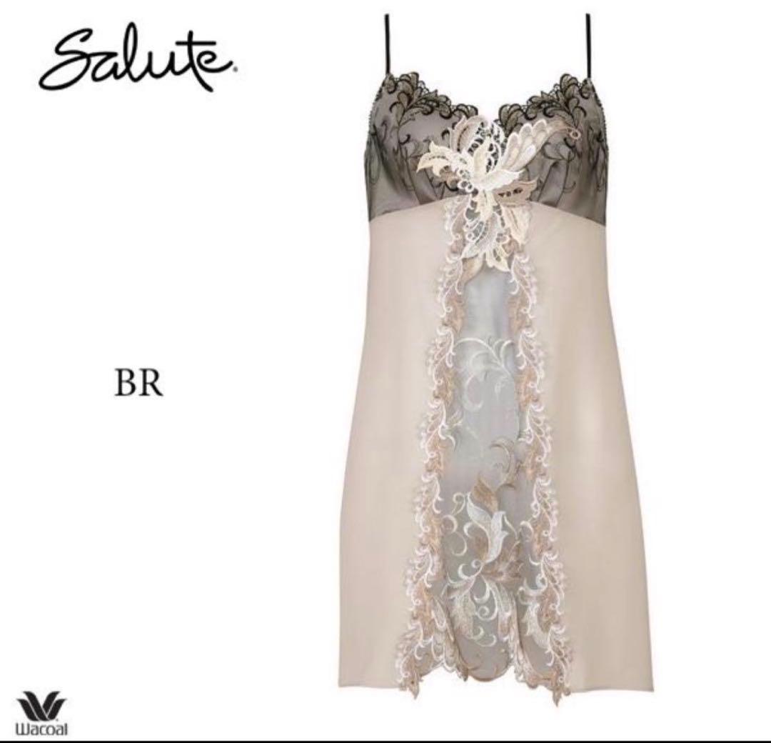 サルート　刺繍入りセクシースリップ M80cm丈