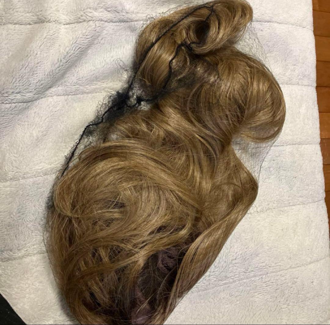 ピンクエイジ　手植えフルウィッグ　ウェーブ　カール　グラデーション