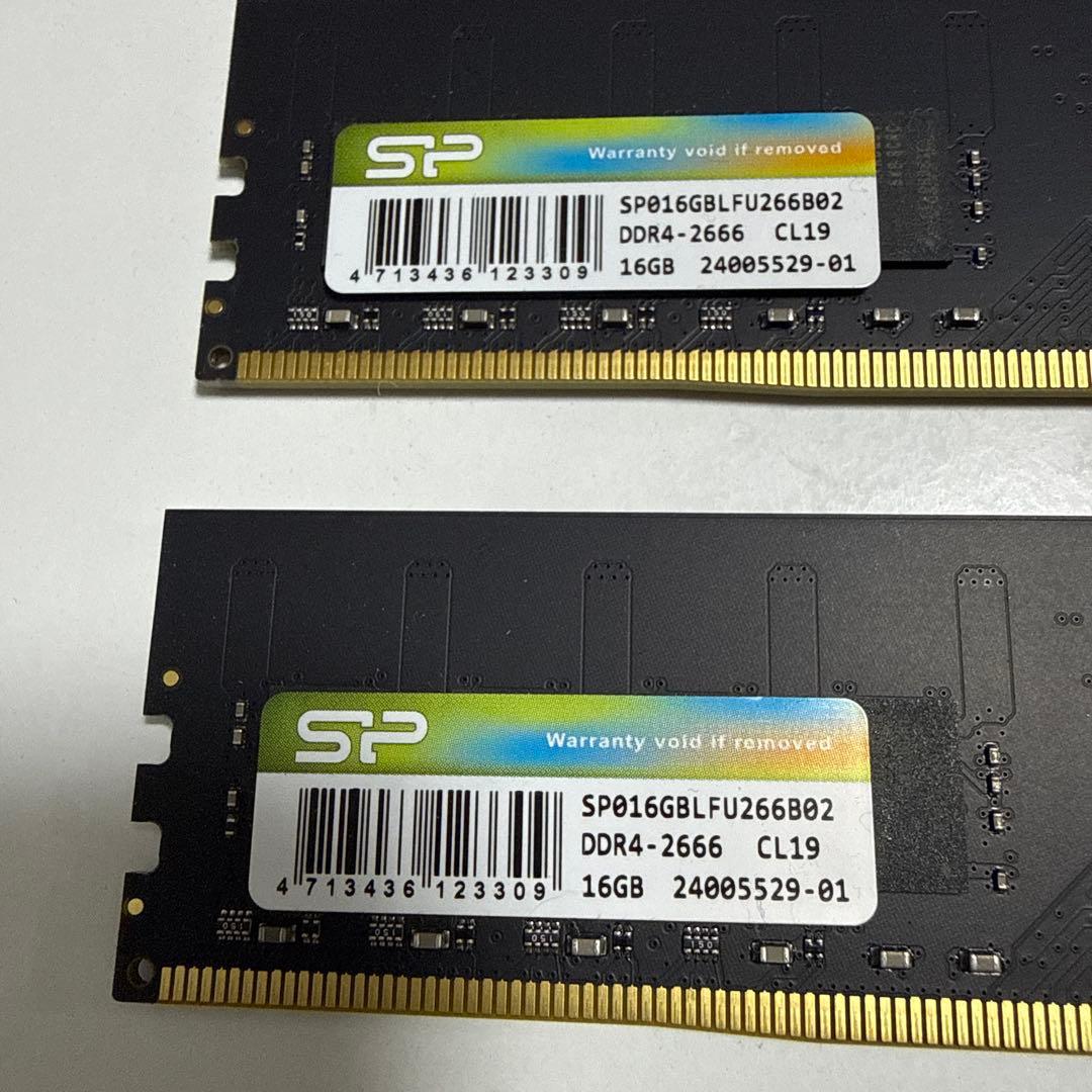SP DDR4 SP016GBLFU266B02 32GB 16GB x 2枚