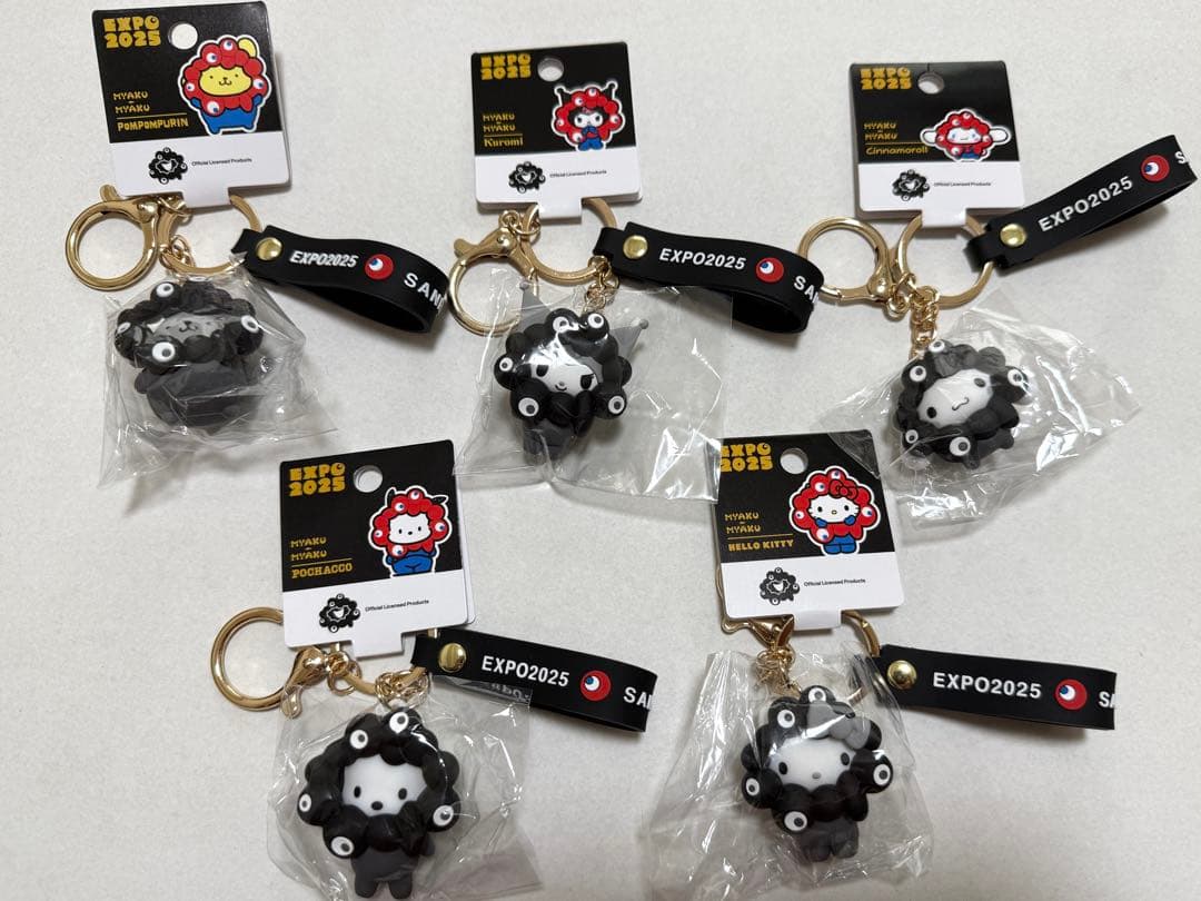 【大阪万博限定】黒ミャク×サンリオ キーホルダー 5個セット