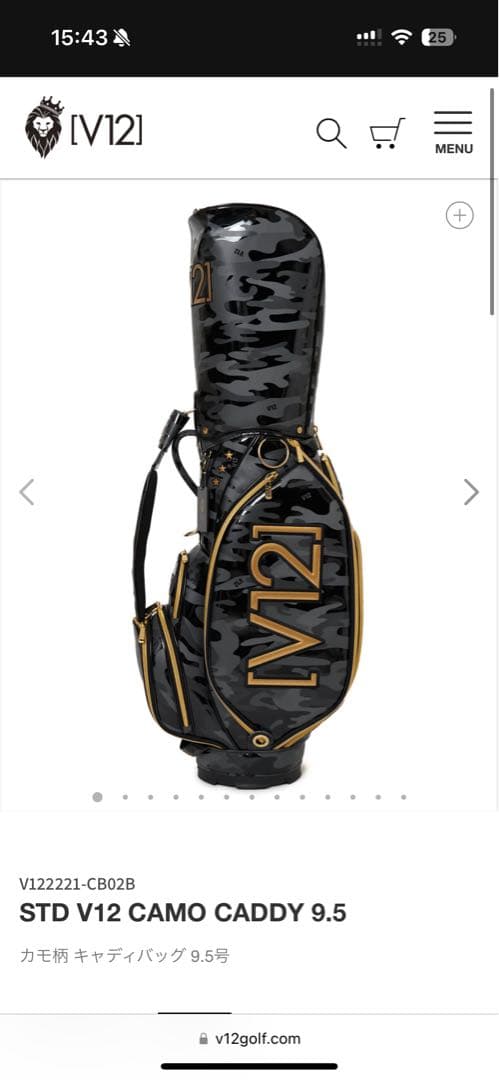 希少V12 STD V12 CAMO CADDY 9.5 ゴルフバッグ