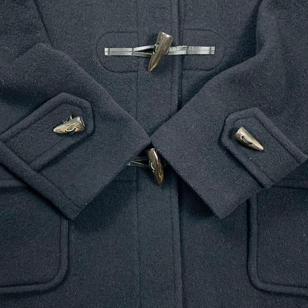 美品 バーバリーロンドン ダッフルコート メルトン ウール ノバチェック 黒