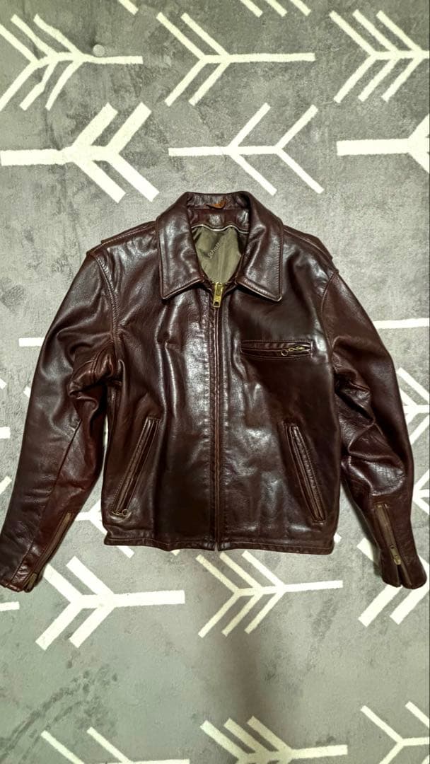 Schott 襟付きシングルライダース 642 ダークブラウン