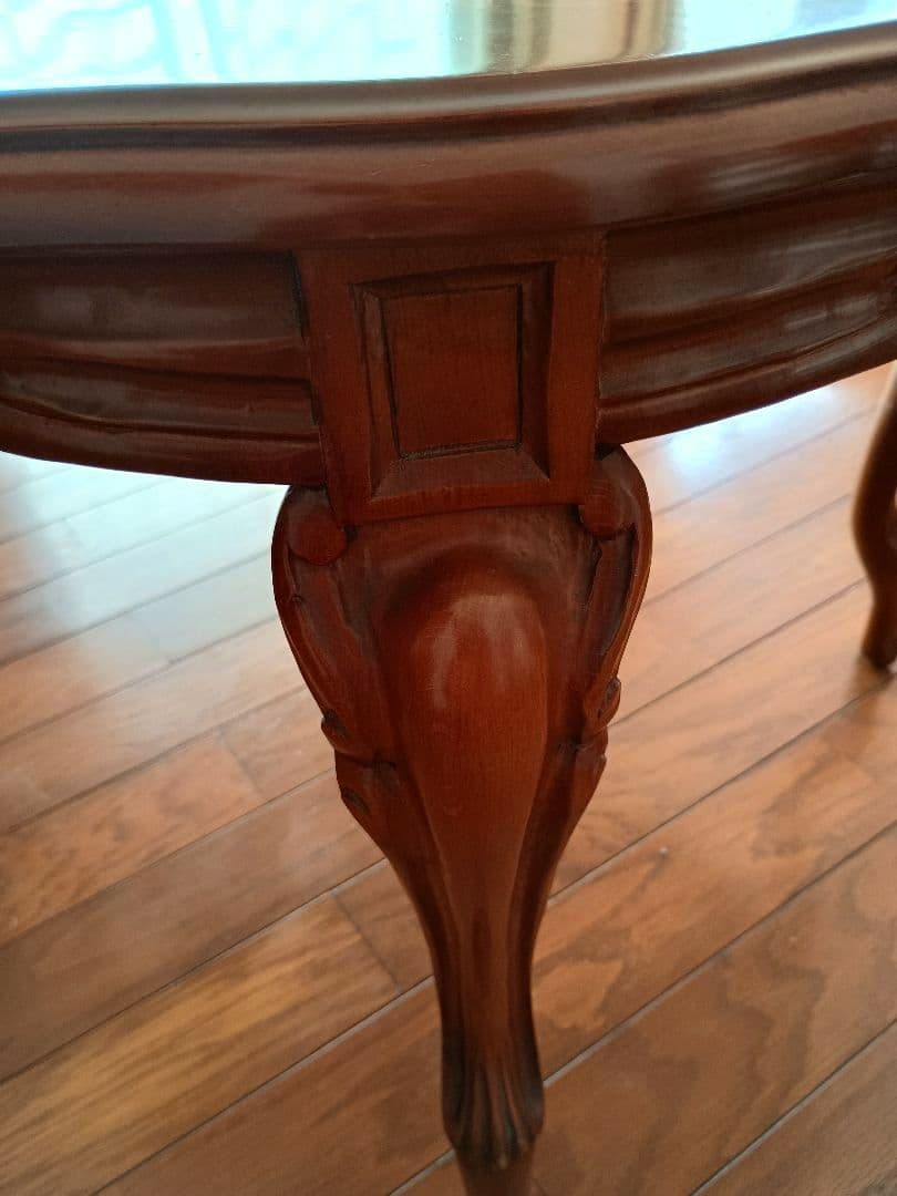 象嵌加工　イタリア製猫足　木製テーブル