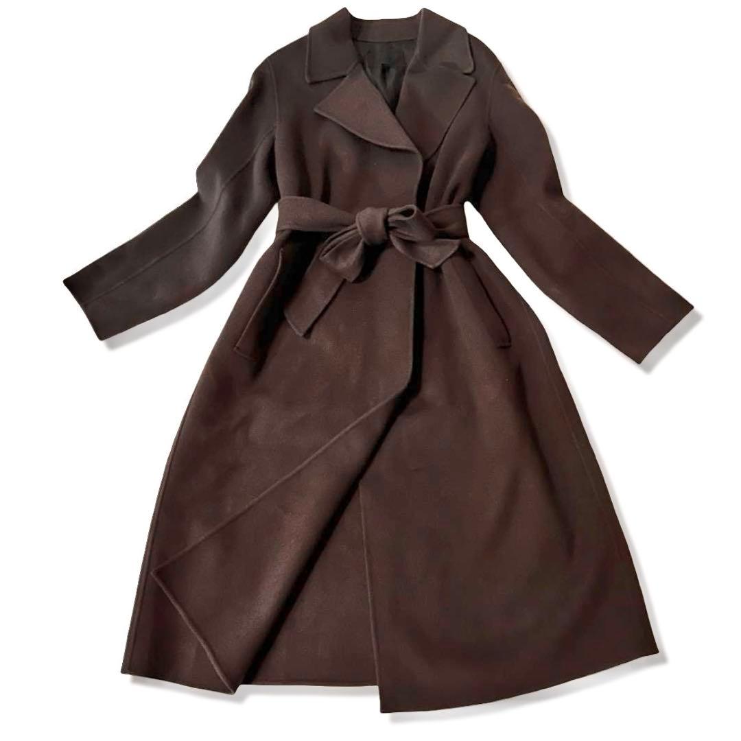 【美品】ICB ウールカシミヤ ガウン ロングコート ブラウン M ゆったり