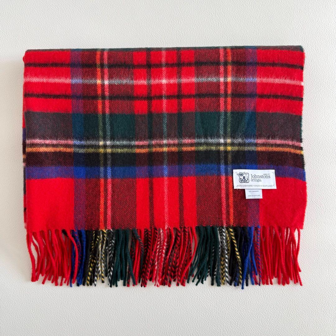 美品　ジョンストンズ　大判　ストール　マフラー　カシミヤ　ロイヤルスチュワート