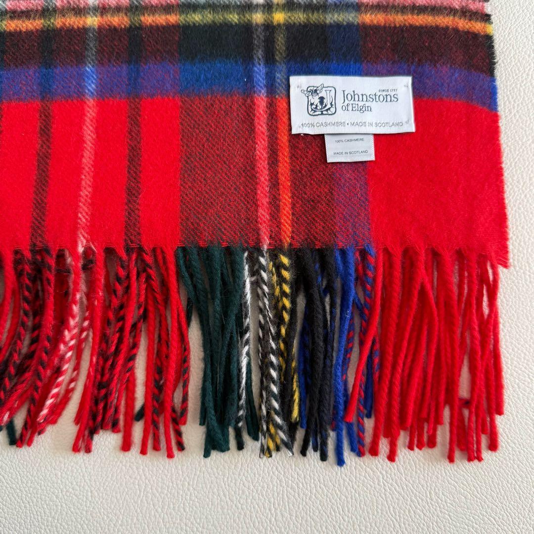 美品　ジョンストンズ　大判　ストール　マフラー　カシミヤ　ロイヤルスチュワート