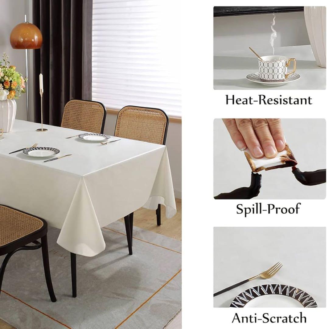 SASTYBALEフランジ裏地ビニルテーブルクロス オフホワイト 60×102