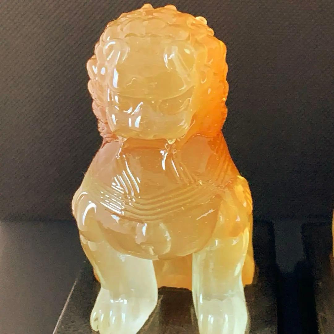 アンティーク　狛犬　台座付属　一対　オブジェ　置物　獅子　骨董　縁起物