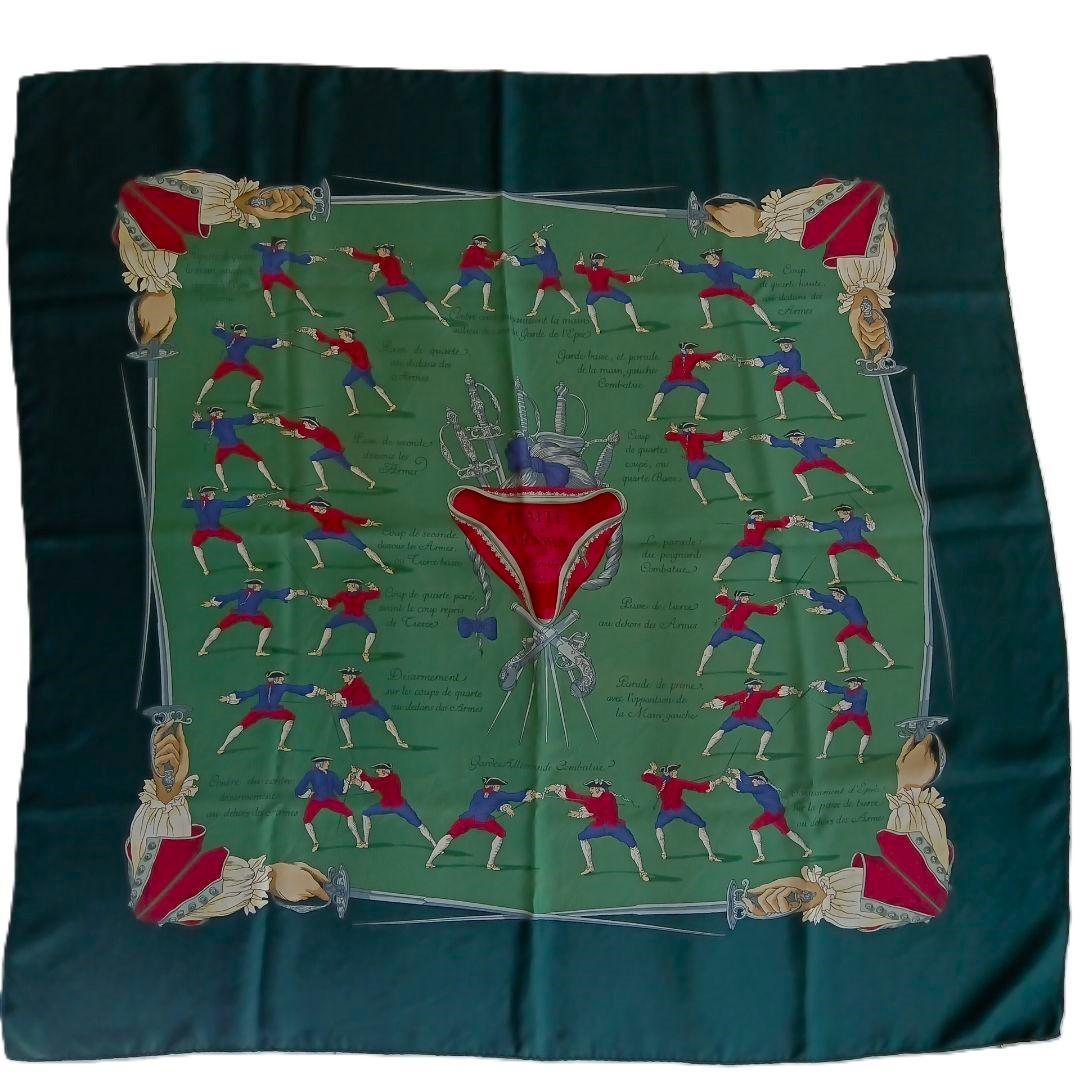 エルメス HERMÈS カレ90 高級シルク 大判スカーフ フェンシング柄