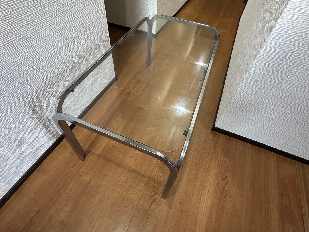 昭和レトロ　 アンティーク　アイアンフレーム ガラステーブル センターテーブル