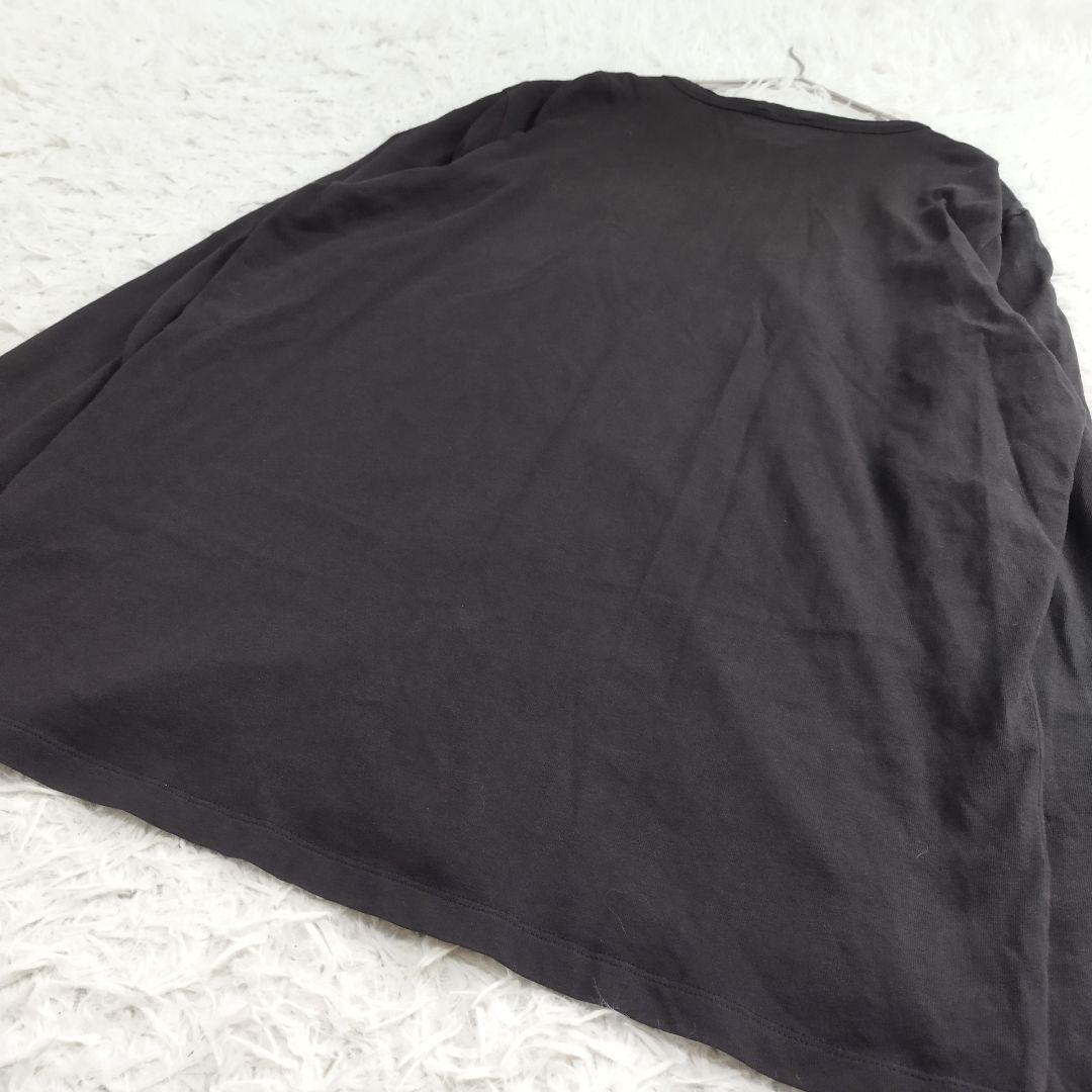 17247✨モンクレール XL ロングカットソー メッシュロゴ センターロゴ 黒