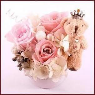プリザーブドフラワー アレンジメント お花の香り ピンクベア ギフトケース付き
