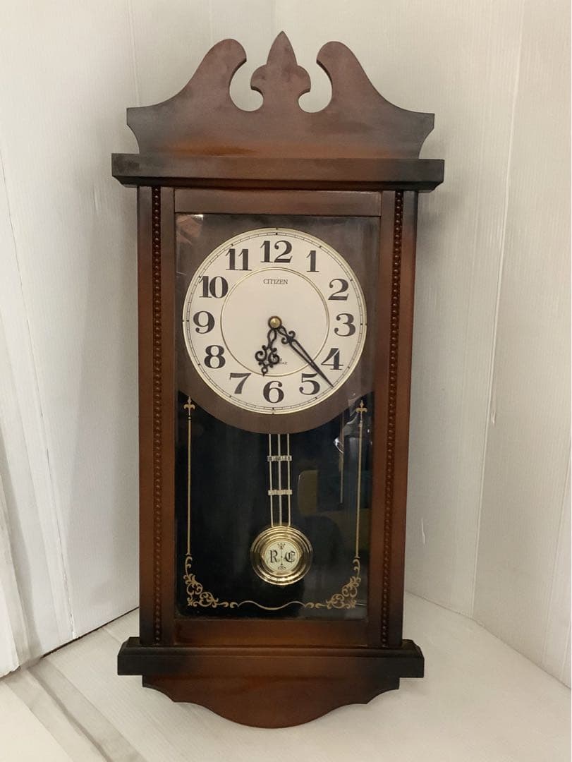 昭和レトロSITIZEN R&C 振り子付き木製掛時計　ジャンク品