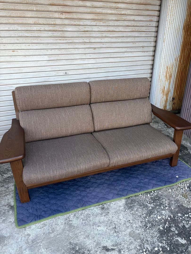 美品 ナガノインテリア 3Pソファ 天然木 LC048