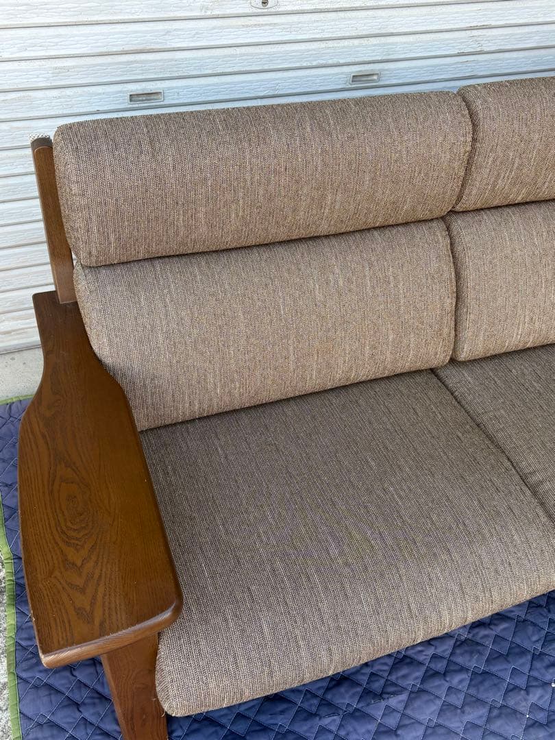 美品 ナガノインテリア 3Pソファ 天然木 LC048