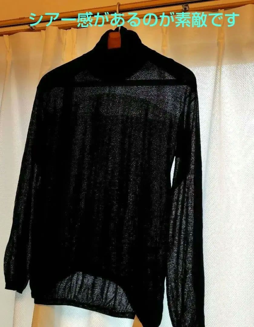 専用レリアン近年モデル 薄手 シアー感黒長袖ニットプルオーバートップス11L