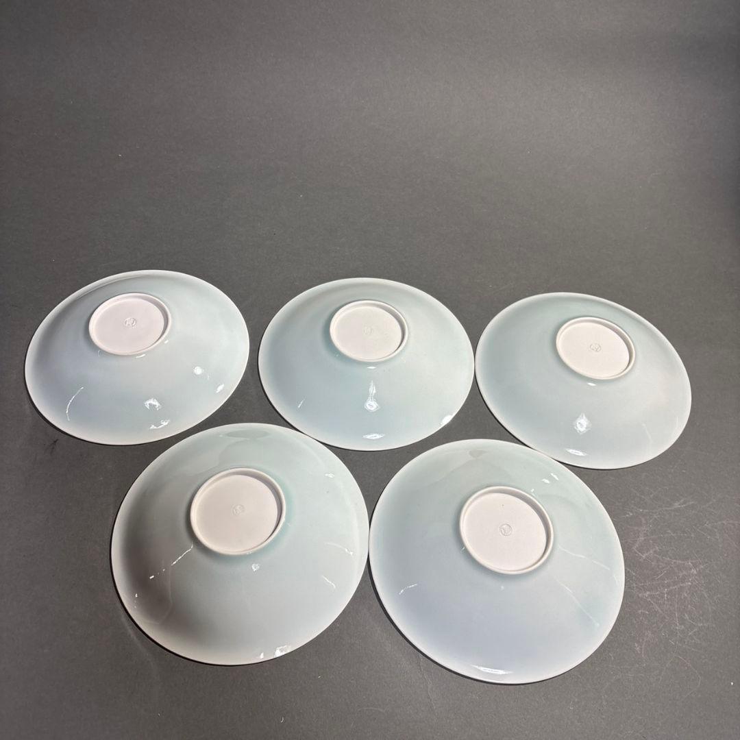 人間国宝　塚本快示　快山窯　青白磁　水鳥文　鉢　共箱