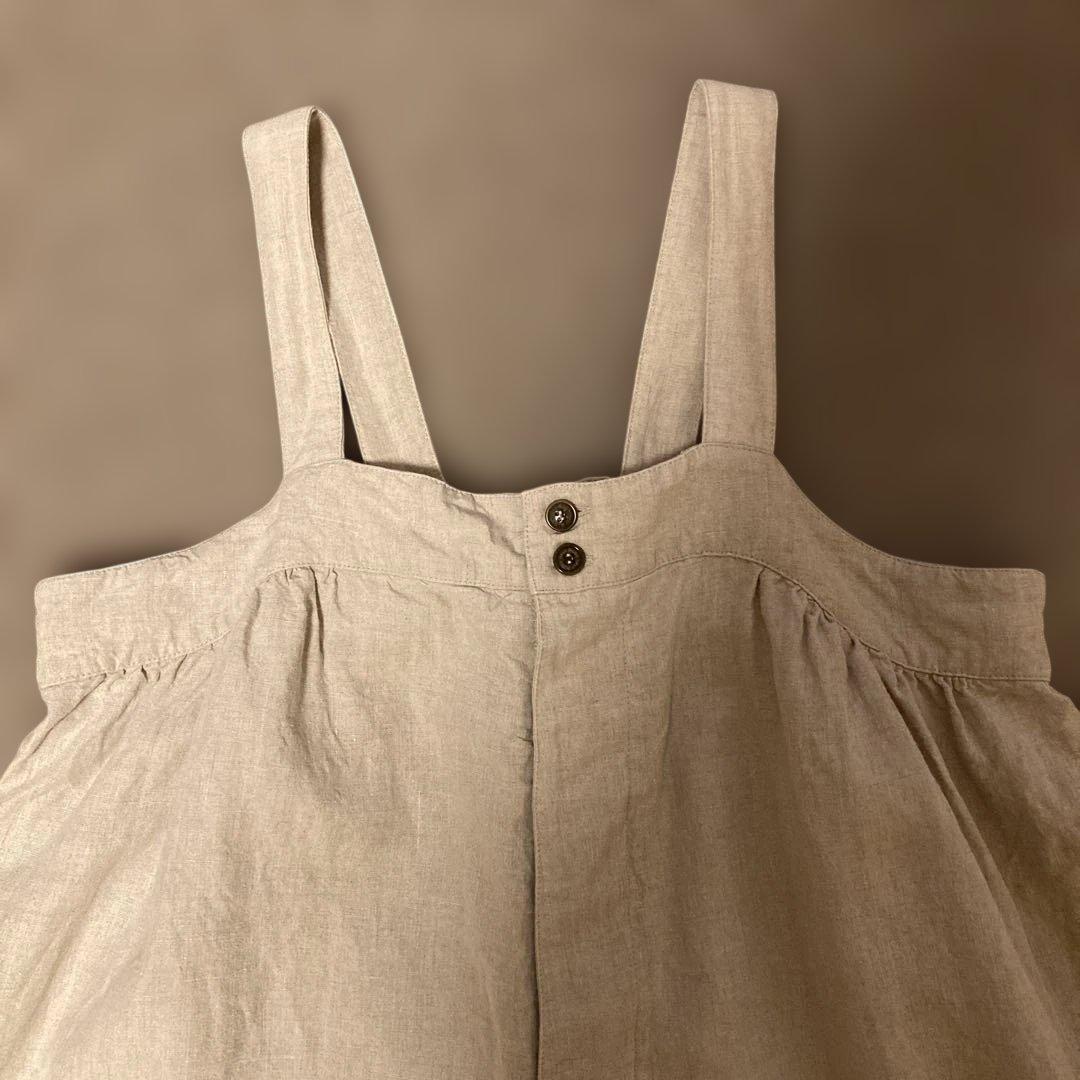 ネストローブ　ブラックリネンワイドサロペット