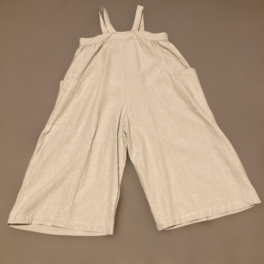 ネストローブ　ブラックリネンワイドサロペット