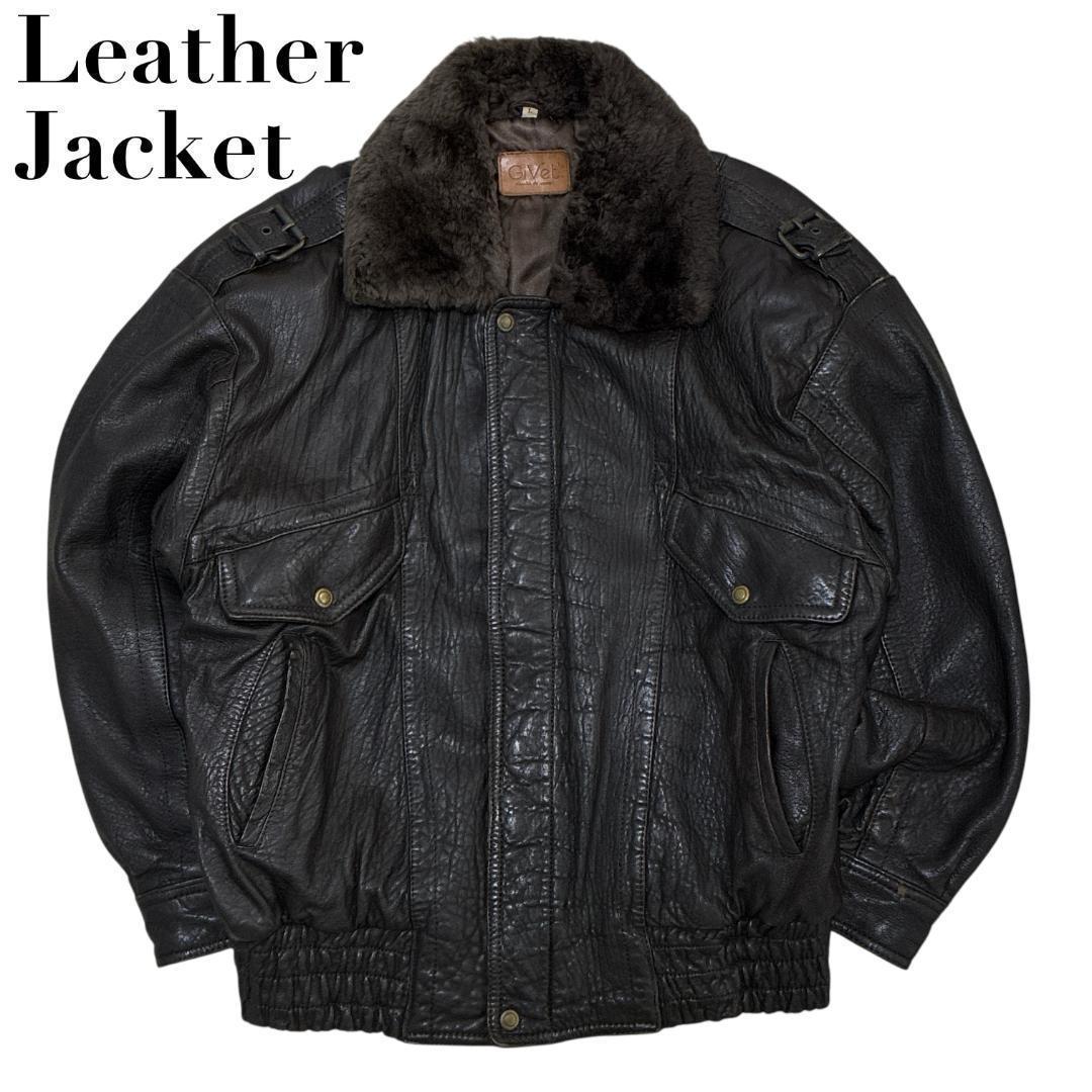 GiVet フライトジャケット G-1レザージャケット 革ジャン 本革 黒 L
