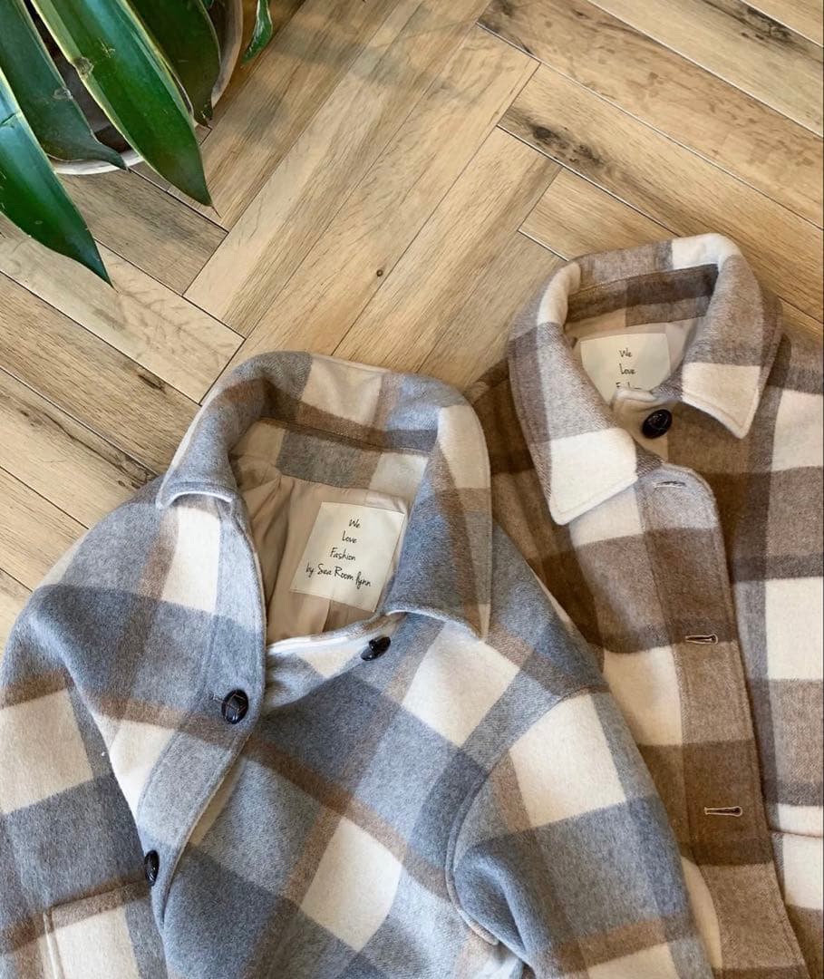 WOOLチェックMIDIUMコート