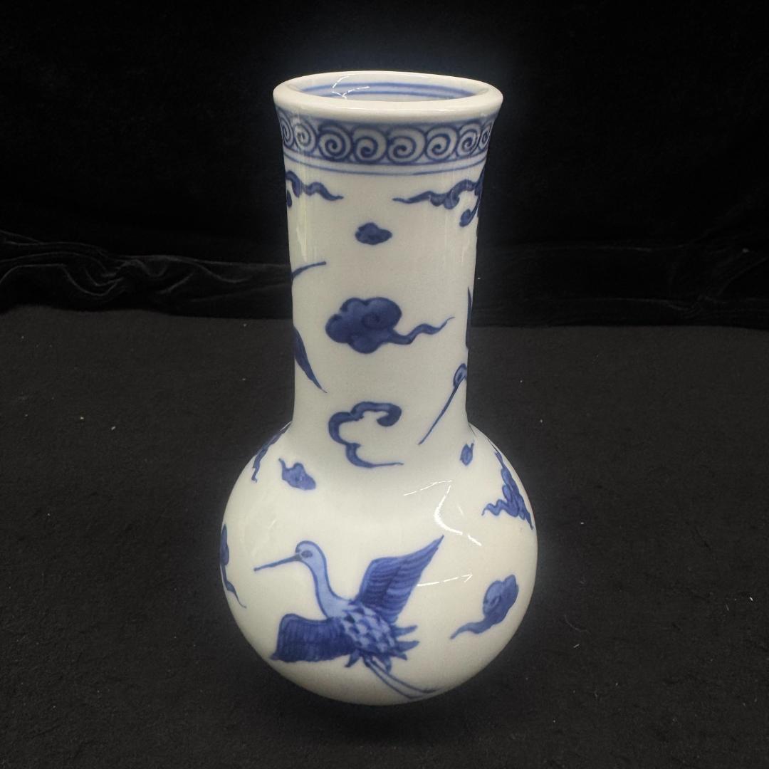 美品希少！真葛焼　真葛香斎造 祥瑞雲鶴図　染付皆具 茶道具 共箱