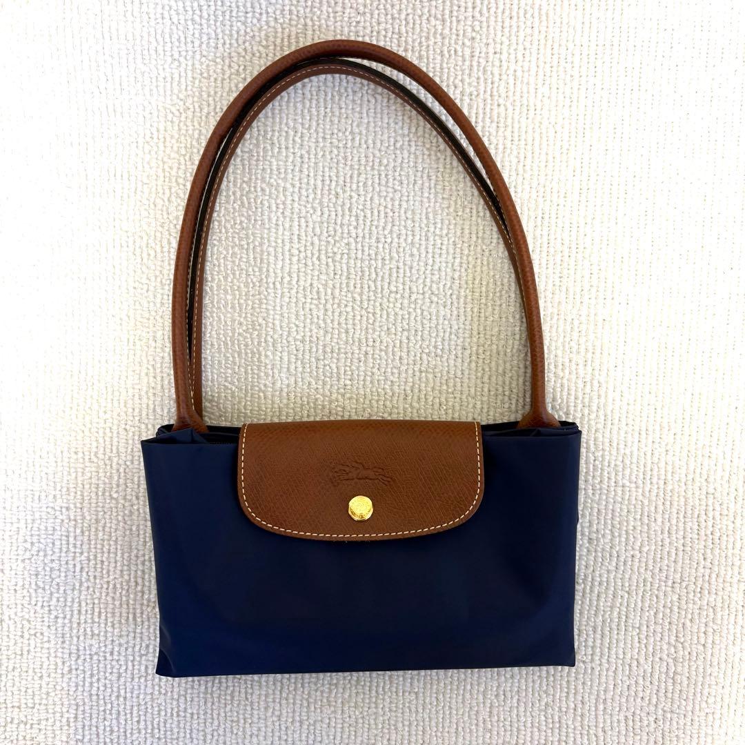 美品✨ロンシャン ル プリアージュ トートバッグ　ネイビー　Lサイズ　ロング