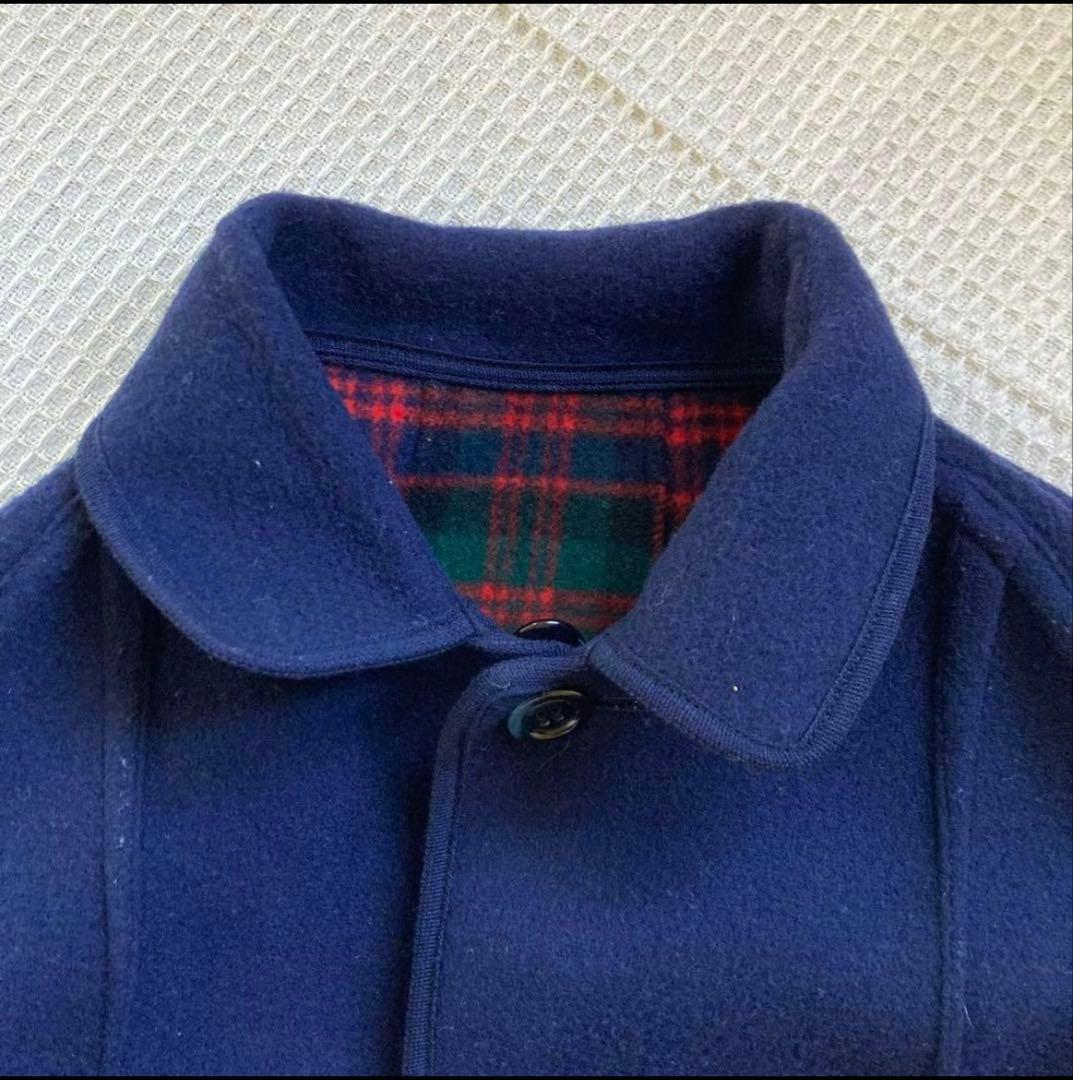 チェック柄ロングコート（ネイビー）