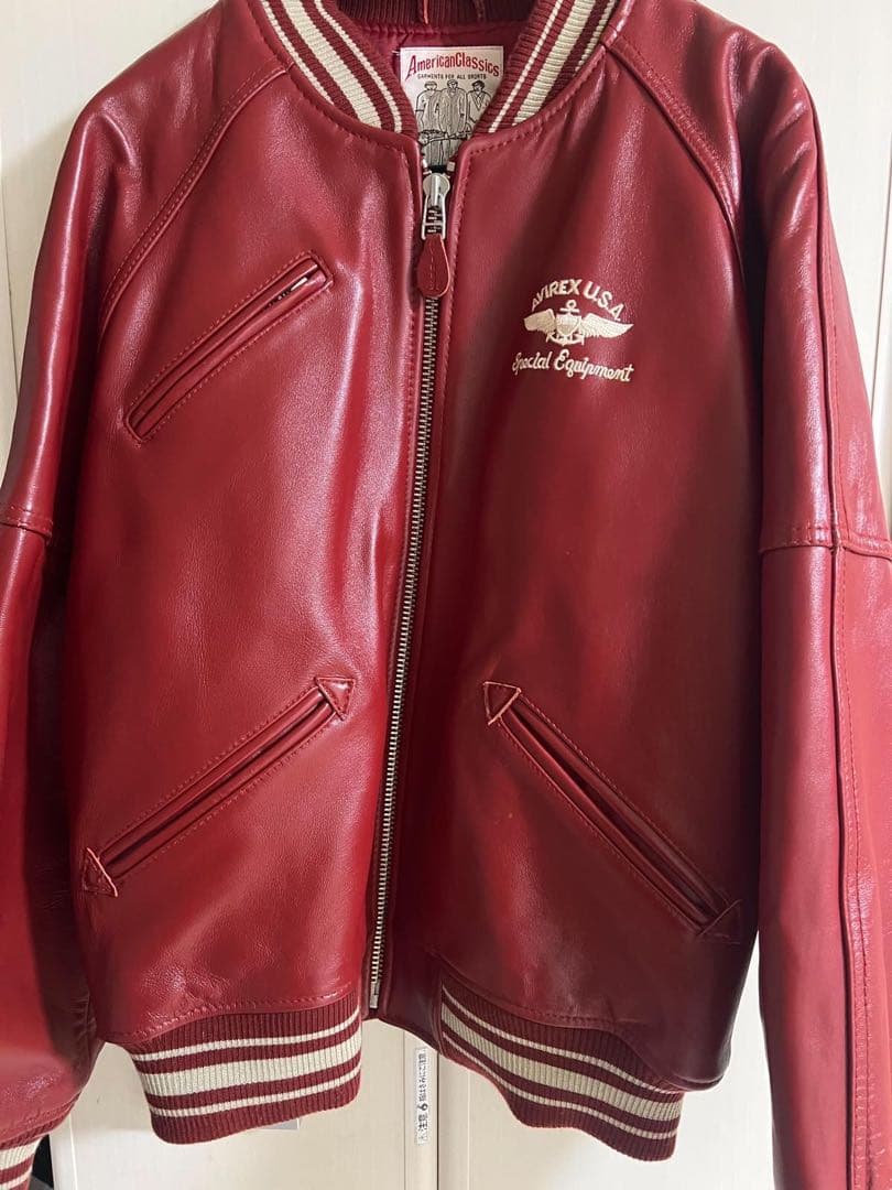 AVIREX レザージャケット スタジャン 赤 M