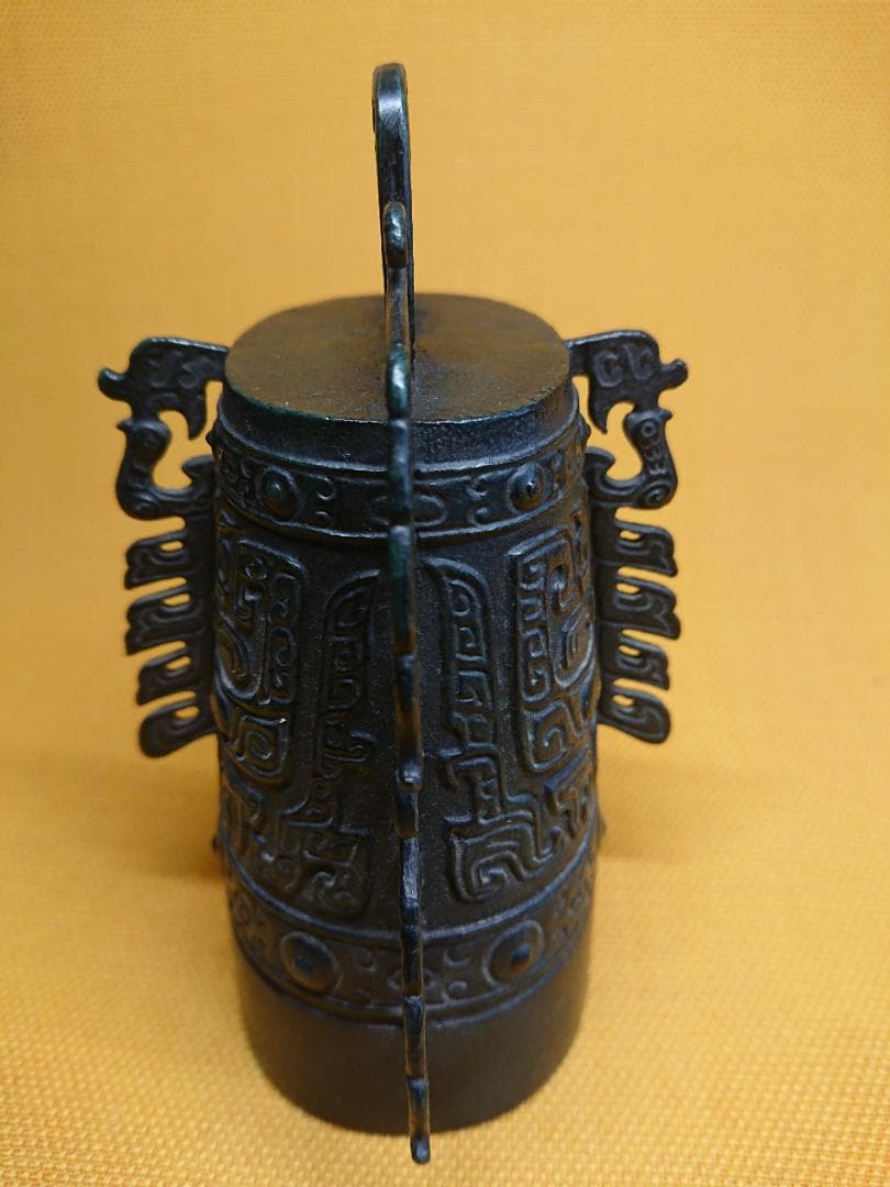 鐘　青銅　銅製　古玩　骨董　置物　インテリア　工芸品　美術品　A1681