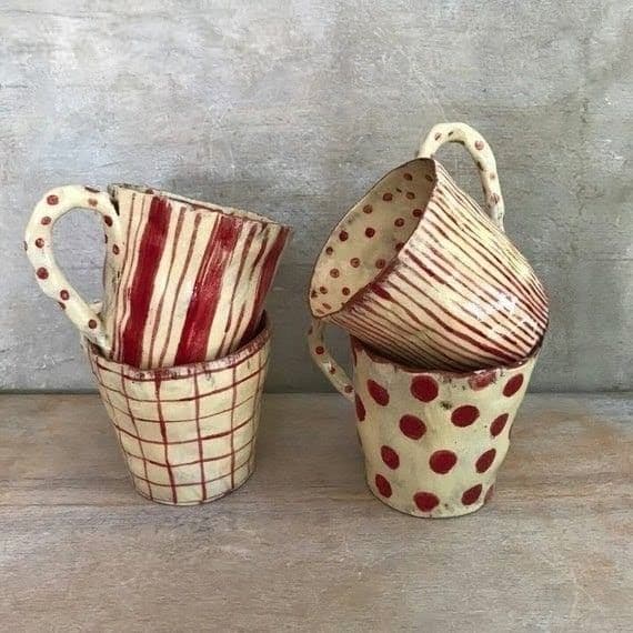 ドット　ストライプ　格子　マグカップ