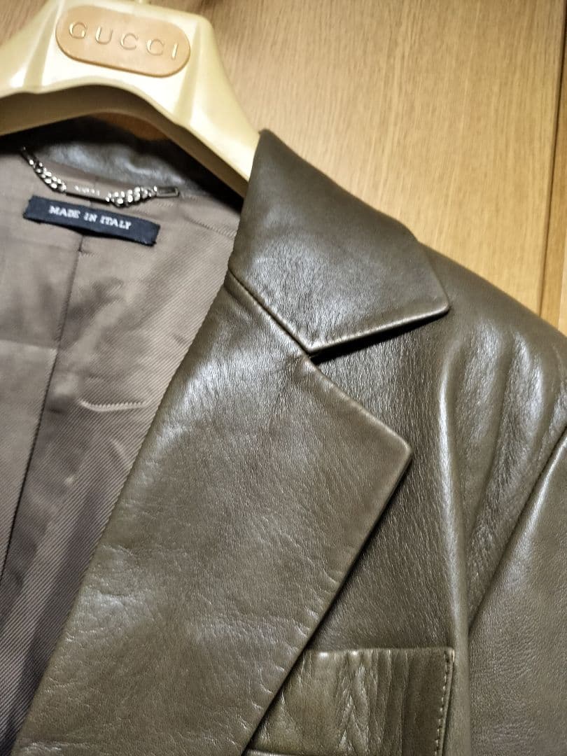 ヴィンテージGUCCI グッチダークグリーン レザー ジャケット42