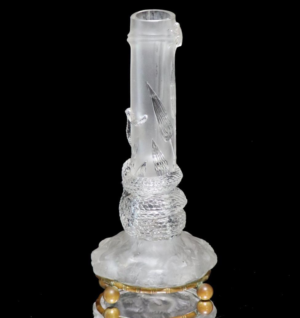 オールド・バカラ 1878年頃 ジャポニスム 花瓶 蛇と昆虫 ブロンズ装飾