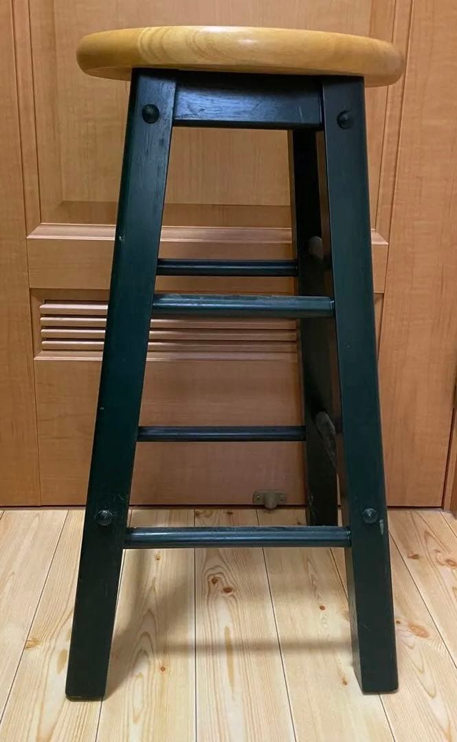 丸椅子　ハイスツール　カウンターチェア　木製　アンティークレトロ風　北欧風