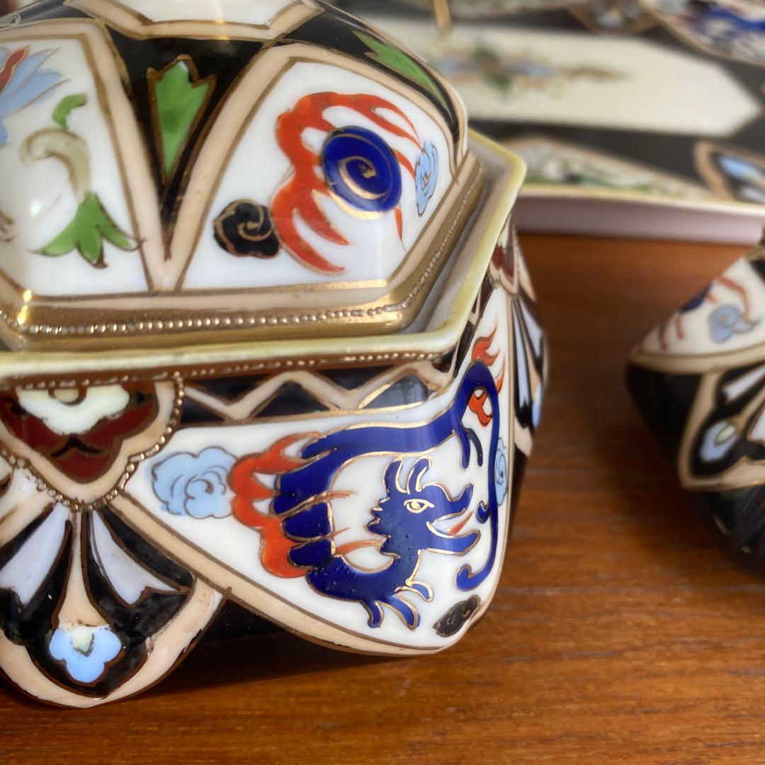 英国 里帰り オールドノリタケ ドレッシングテーブルセット マルキ印 金盛り