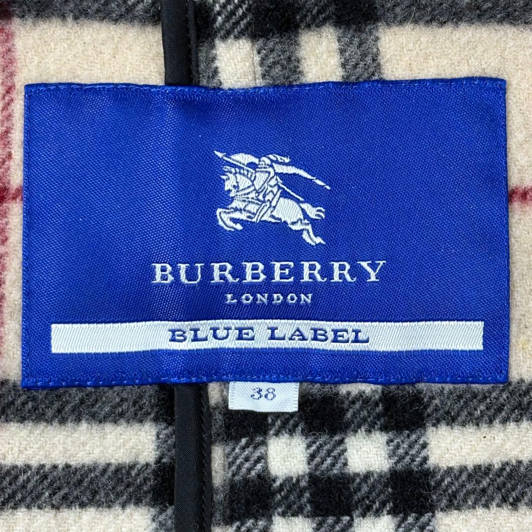 【美品】バーバリーブルーレーベル　ダッフルコート　ノバチェック　ベージュ　38M