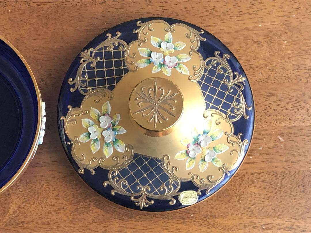 蓋つきチュリーン ☆ ボヘミアングラス ジャスミンコバルト