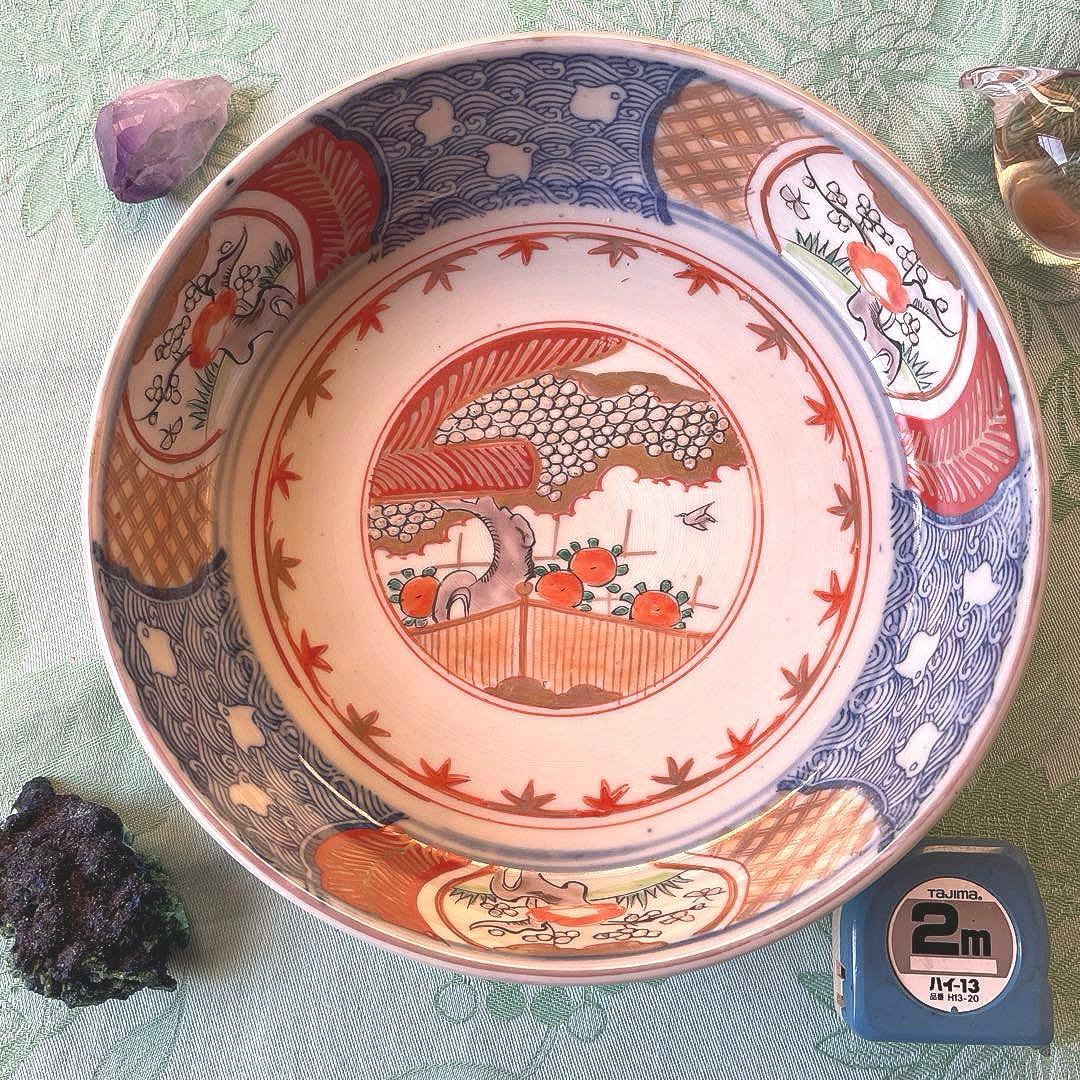 幕末明治　金彩　色絵　染付　印判　深鉢