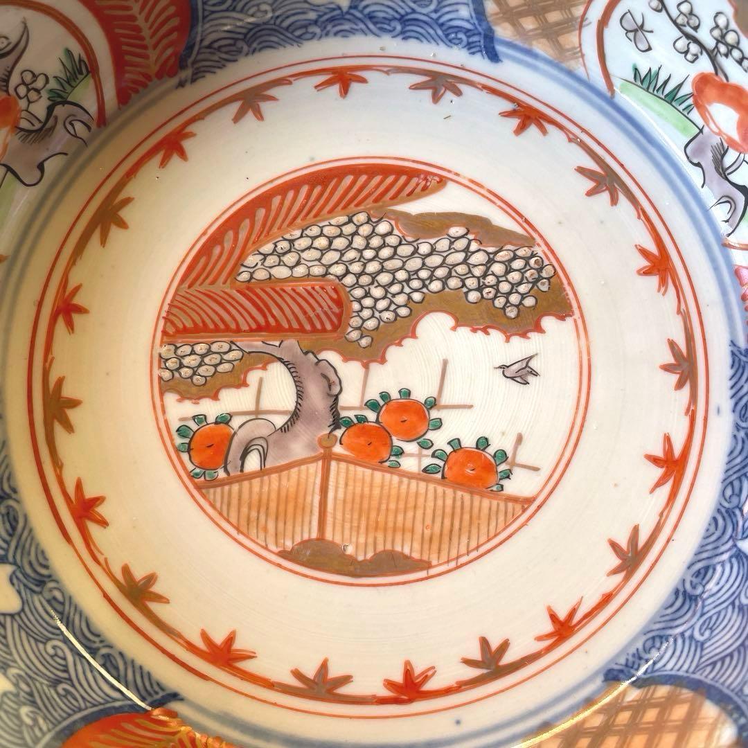 幕末明治　金彩　色絵　染付　印判　深鉢