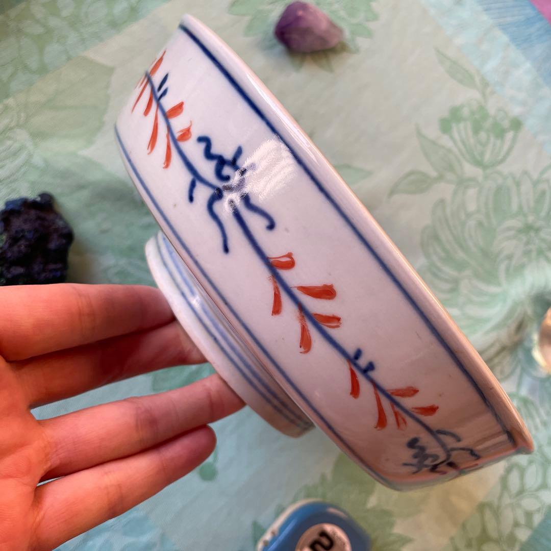 幕末明治　金彩　色絵　染付　印判　深鉢