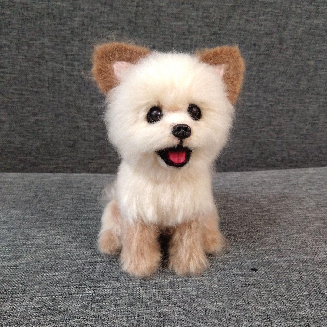 chama　羊毛フェルト＋毛糸　MIX　犬　ハンドメイド