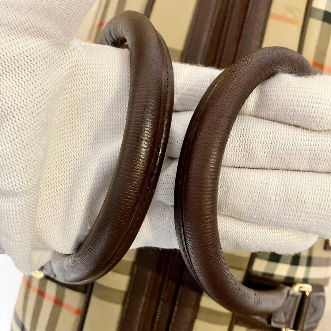 美品 バーバリー ボストンバッグ レザー キャンバス シャドーホース