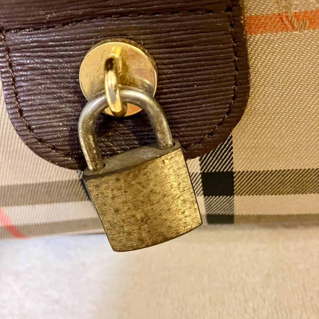 美品 バーバリー ボストンバッグ レザー キャンバス シャドーホース