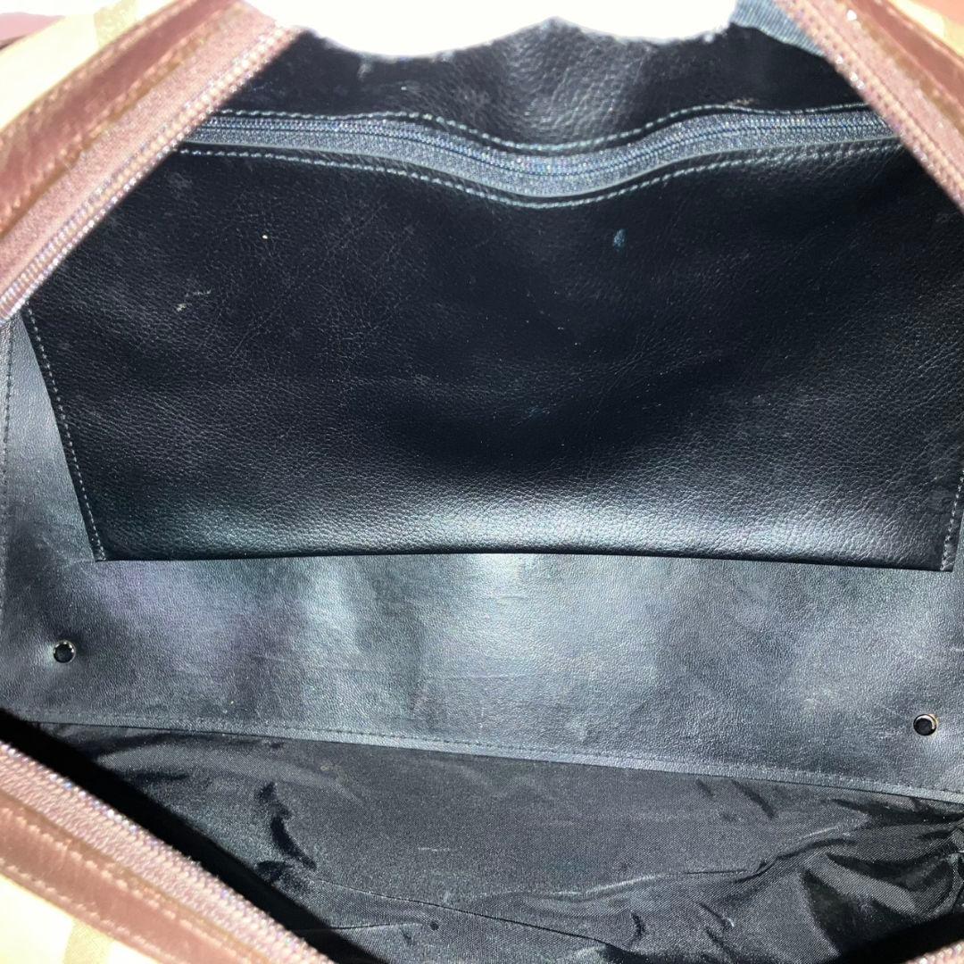 美品 バーバリー ボストンバッグ レザー キャンバス シャドーホース