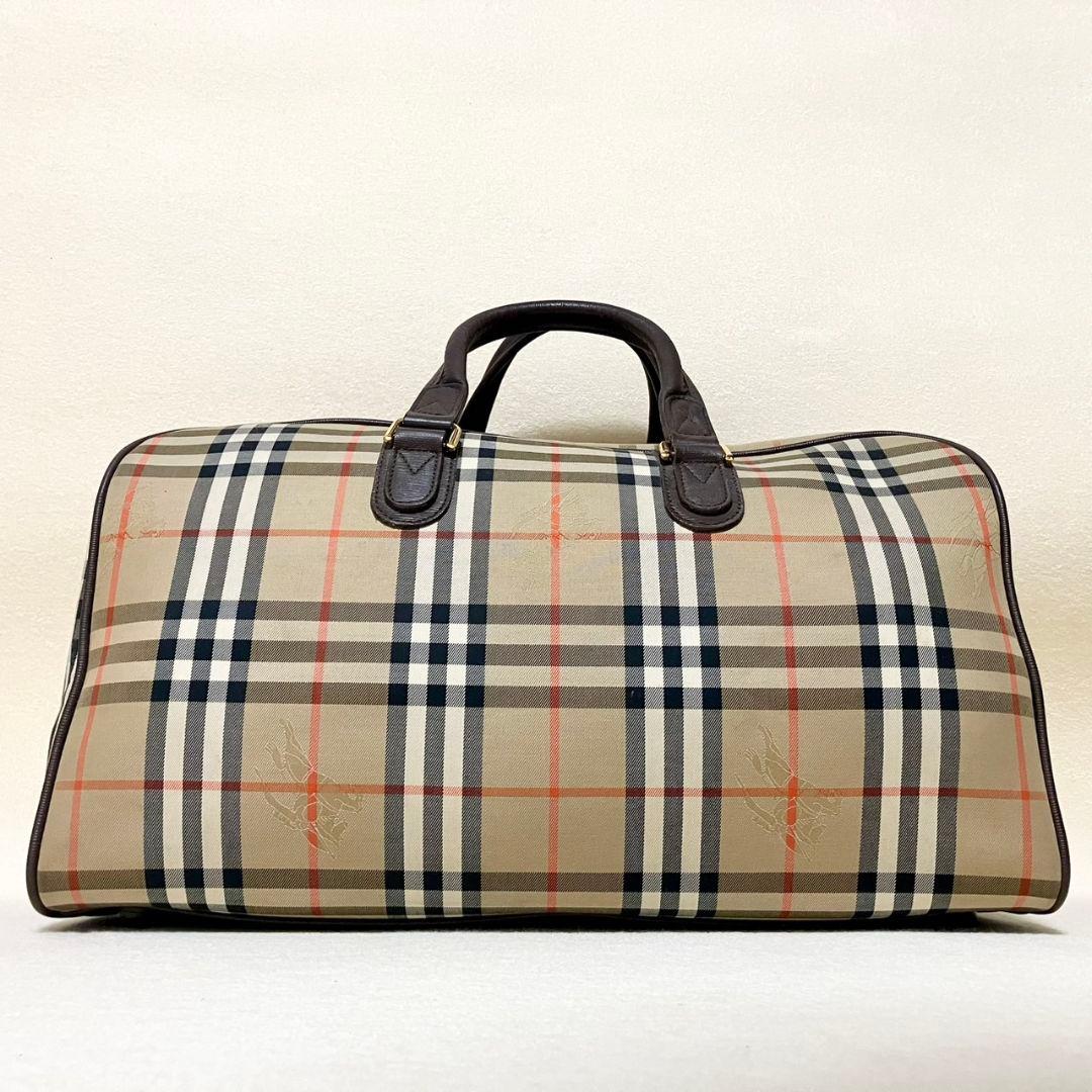 美品 バーバリー ボストンバッグ レザー キャンバス シャドーホース