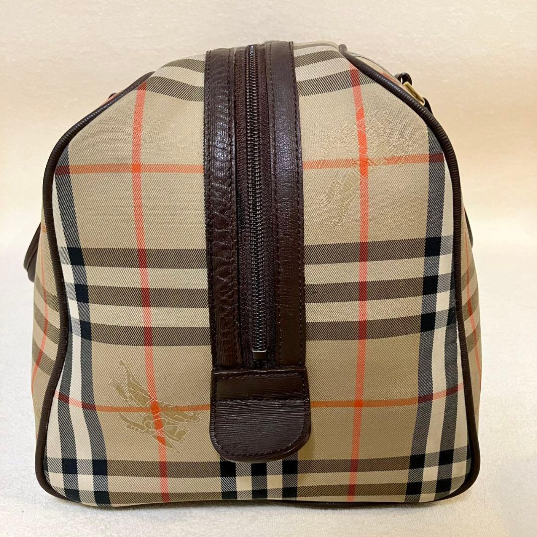 美品 バーバリー ボストンバッグ レザー キャンバス シャドーホース