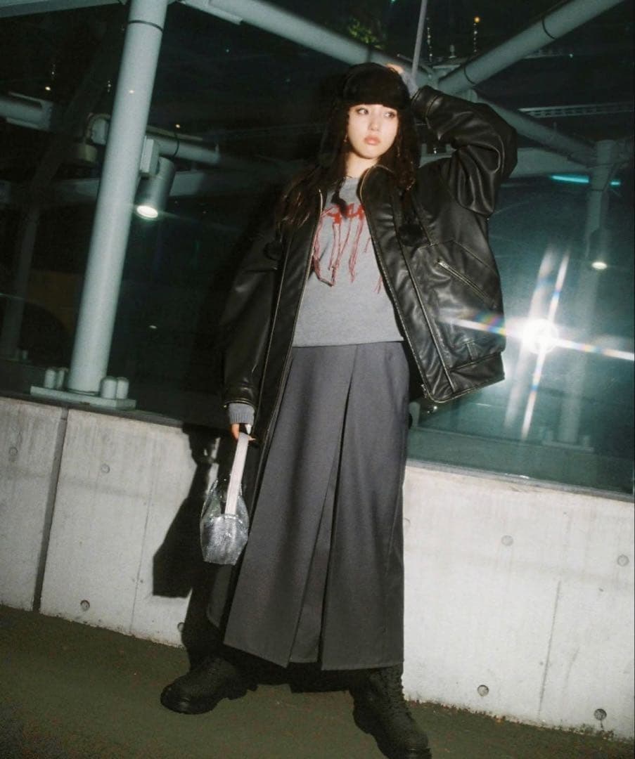 LAGUA GEM フェイクレザーヴィンテージジャケ ット　ブラック