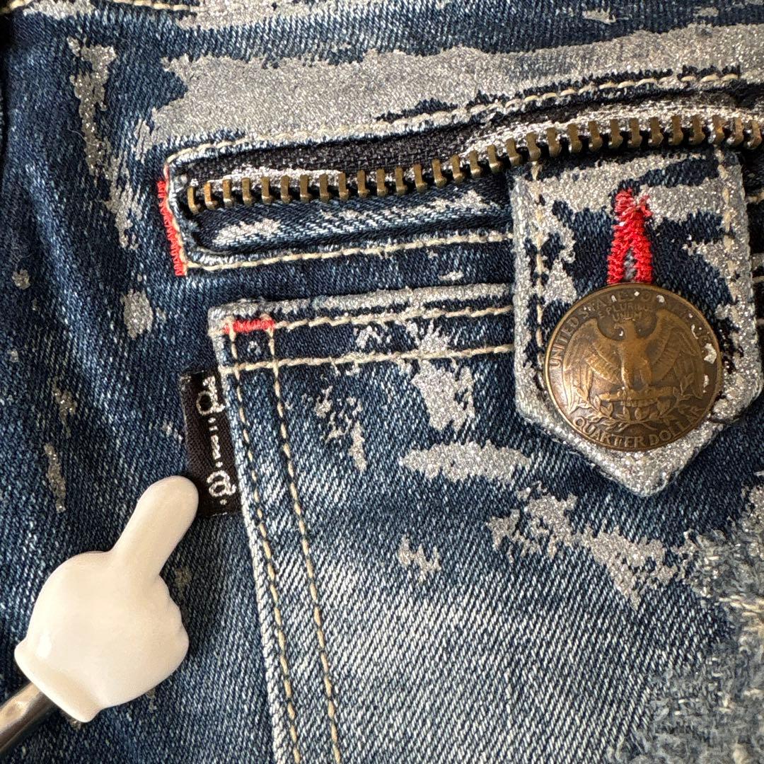 vintage d.i.a ローライズ ブーツカット シルバーラメデニム